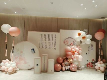 襄阳粉色新中式12岁生日布置